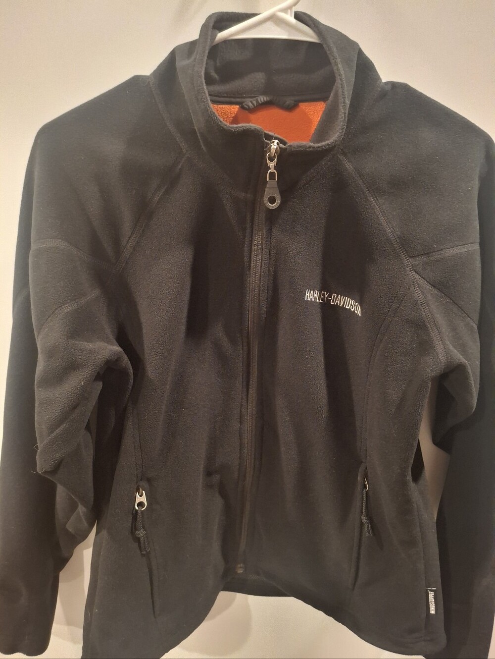 Harley-Davidson Black Fleece Jacket with Orange Lining